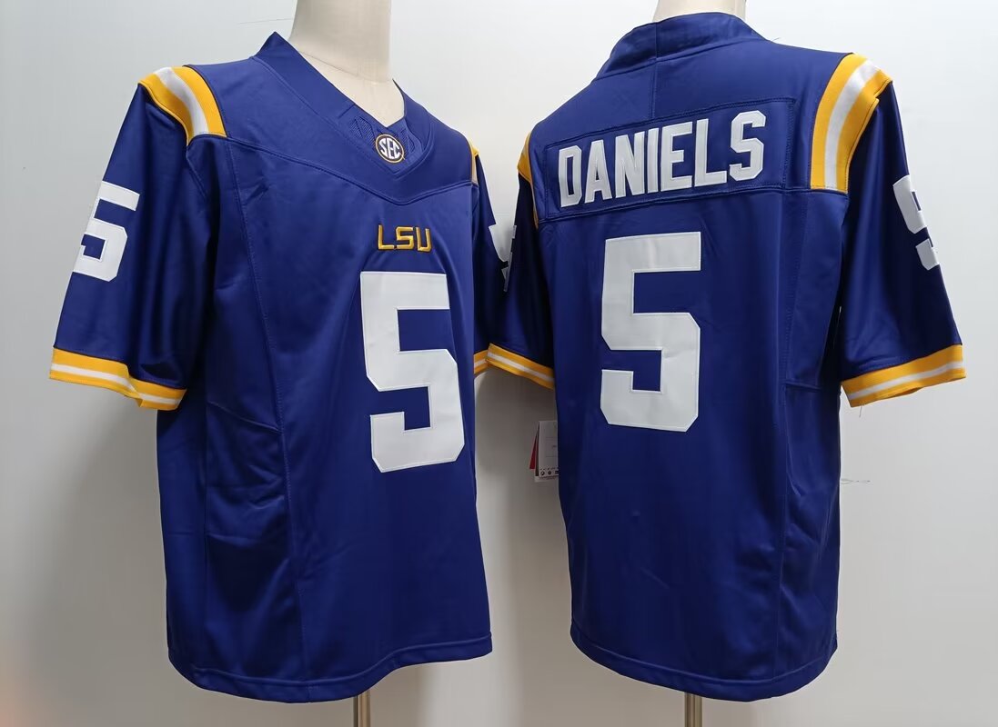 2024 NCAA Men LSU Tigers #5 Jayden Daniels blue Nike jersey->ncaa teams->NCAA Jersey